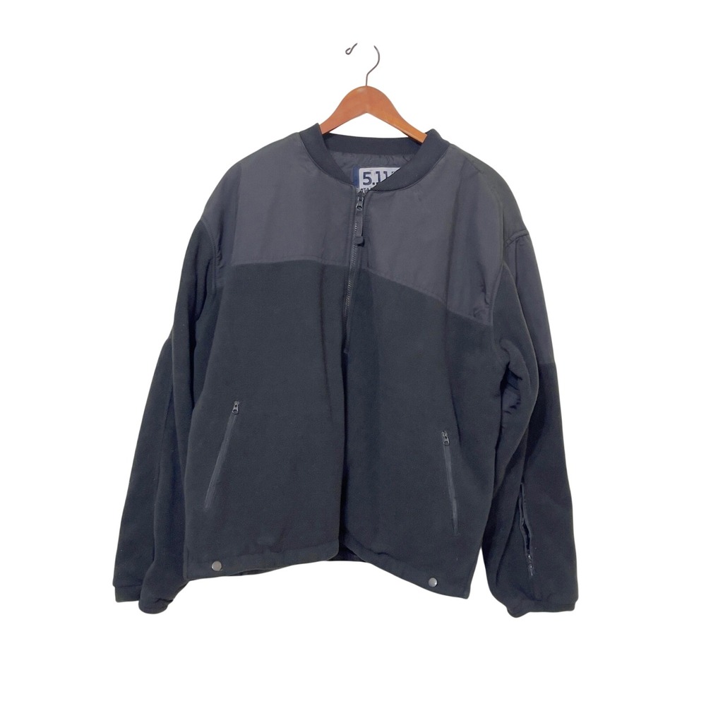 5.11 Tactical Series Men Jacket 2XL Black Fleece Full Zip Reinforced Utility